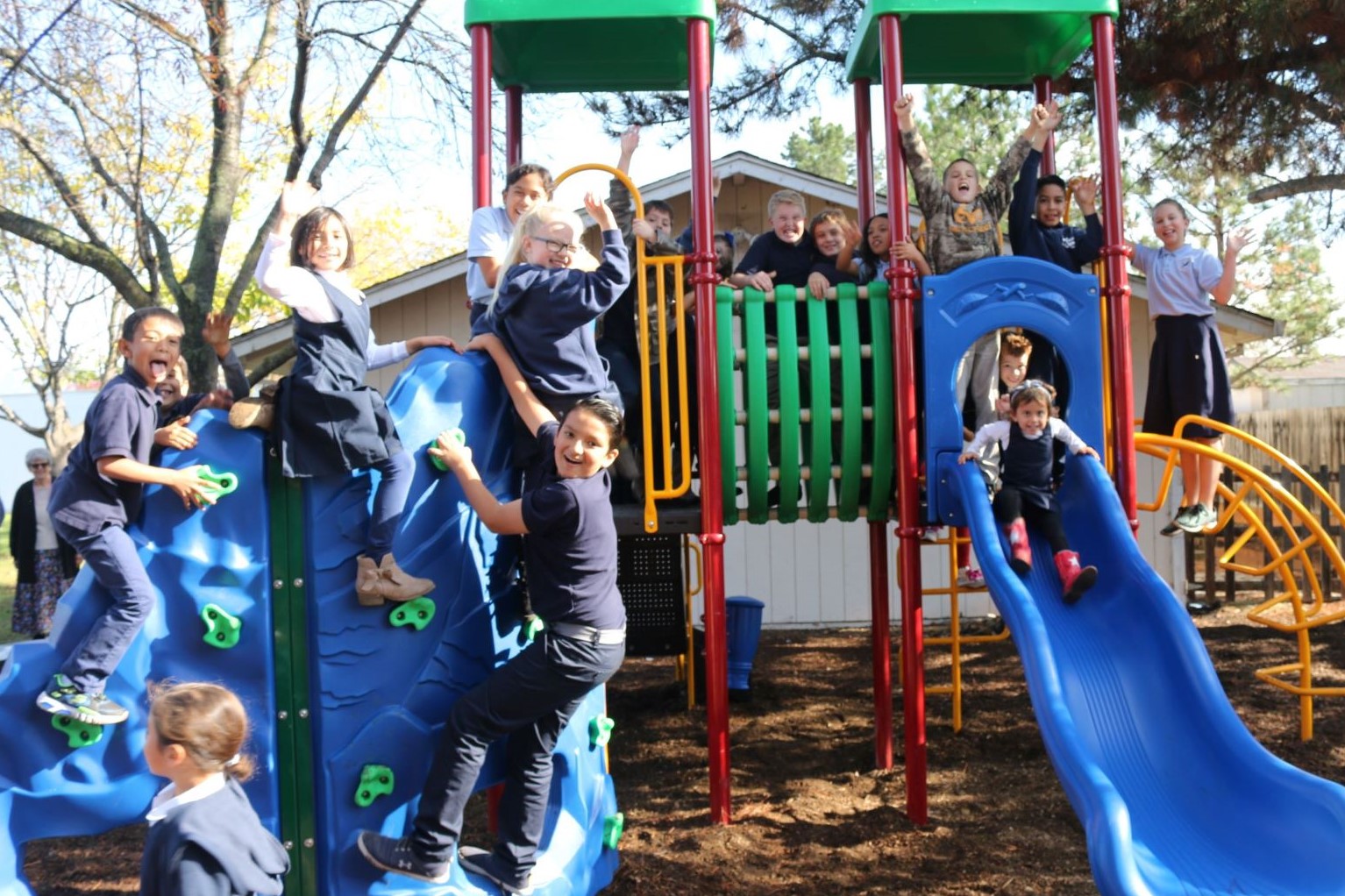 Children playing on the playground at Calvary Christian School