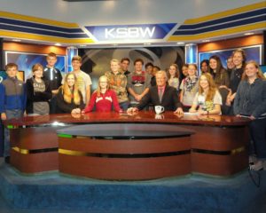 Calvary Christian School students visiting the KSBW TV station