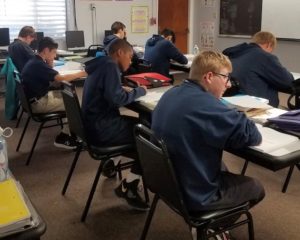 Boys in classroom at Calvary Christian School