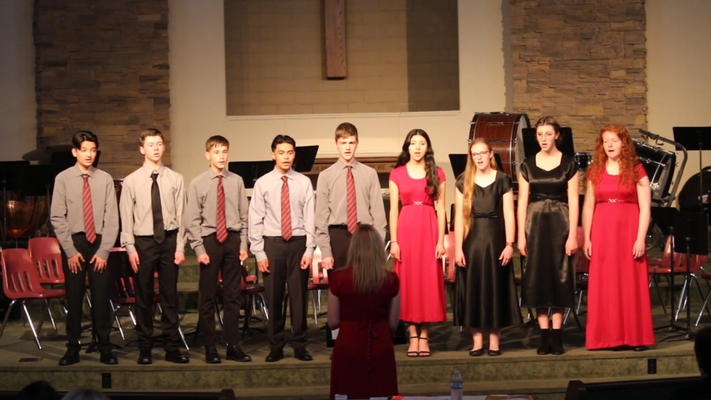 Co-ed Fine arts performance at Calvary Christian School